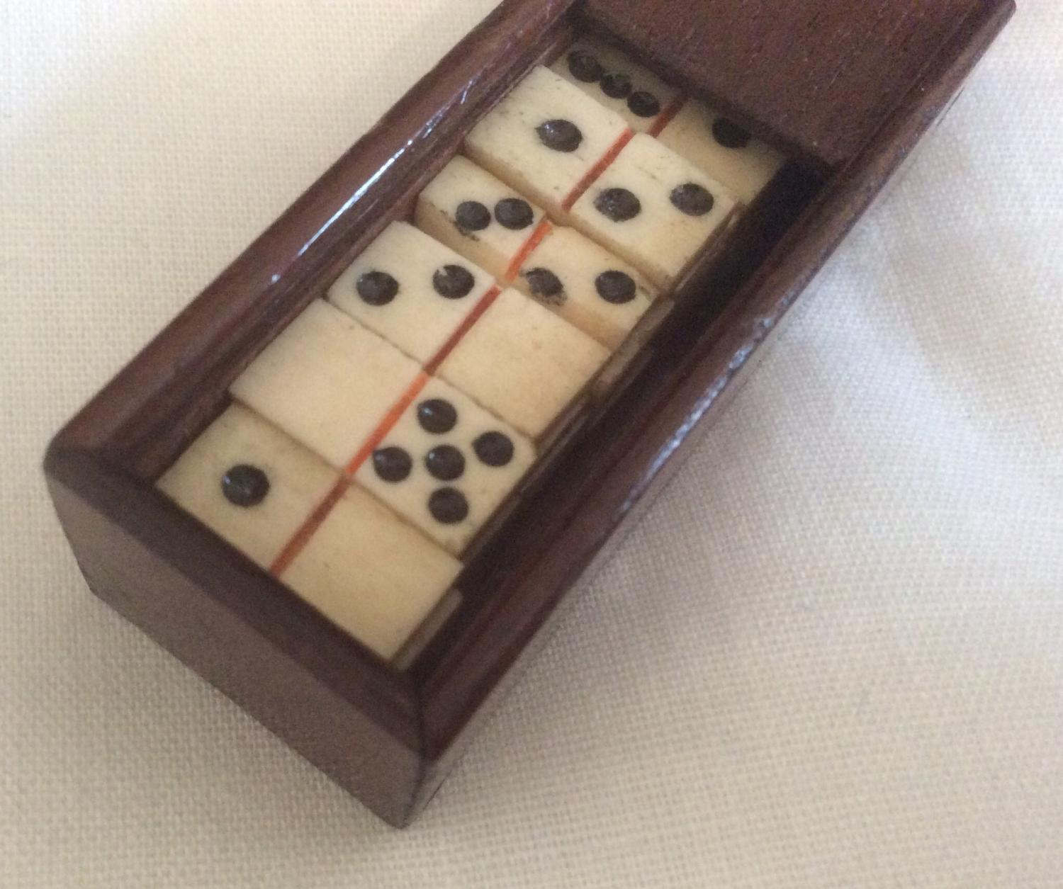 Miniature Boxed Set of Bone Dominoes