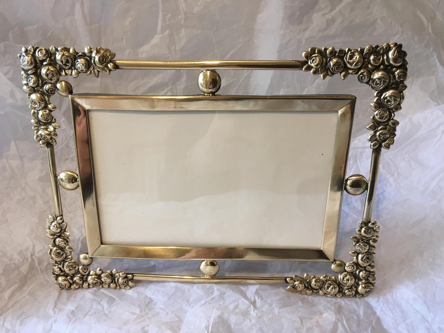 Decorative Victorian brass photograph frame