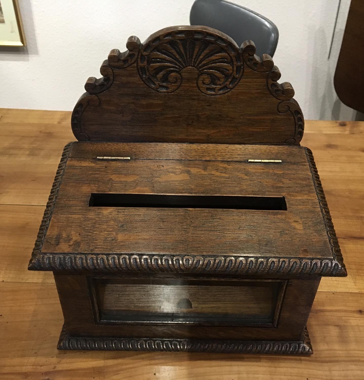 Oak carved hotel post box