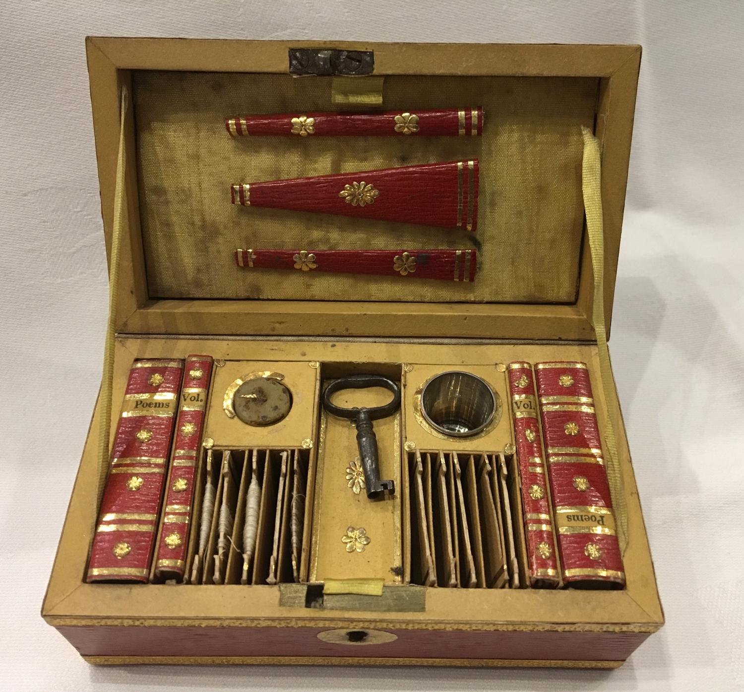 Regency Child's Red Leather Sewing Box