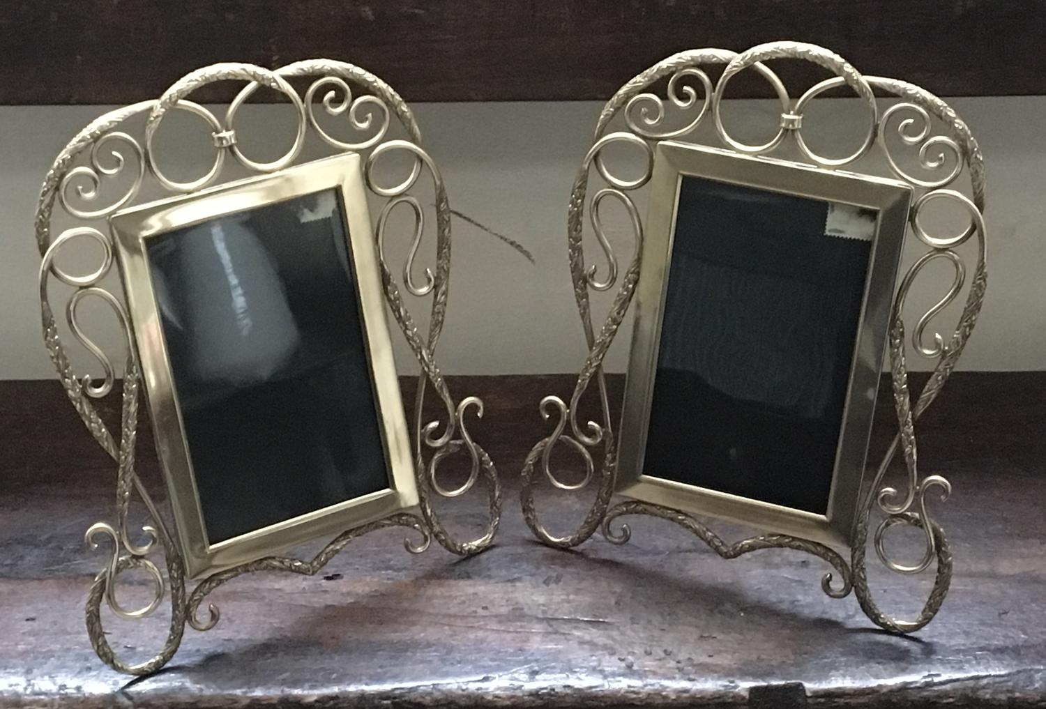 Pair of brass photograph frames