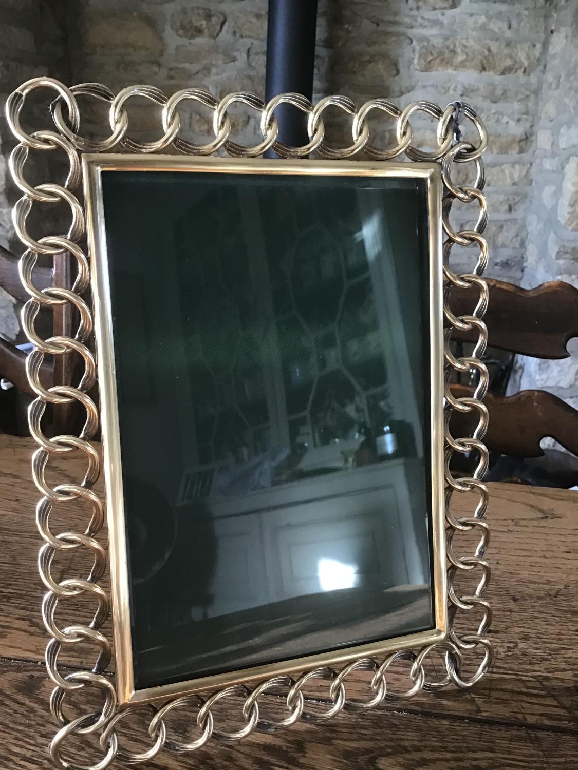 Large Victorian Brass Chain Link Photograph Frame