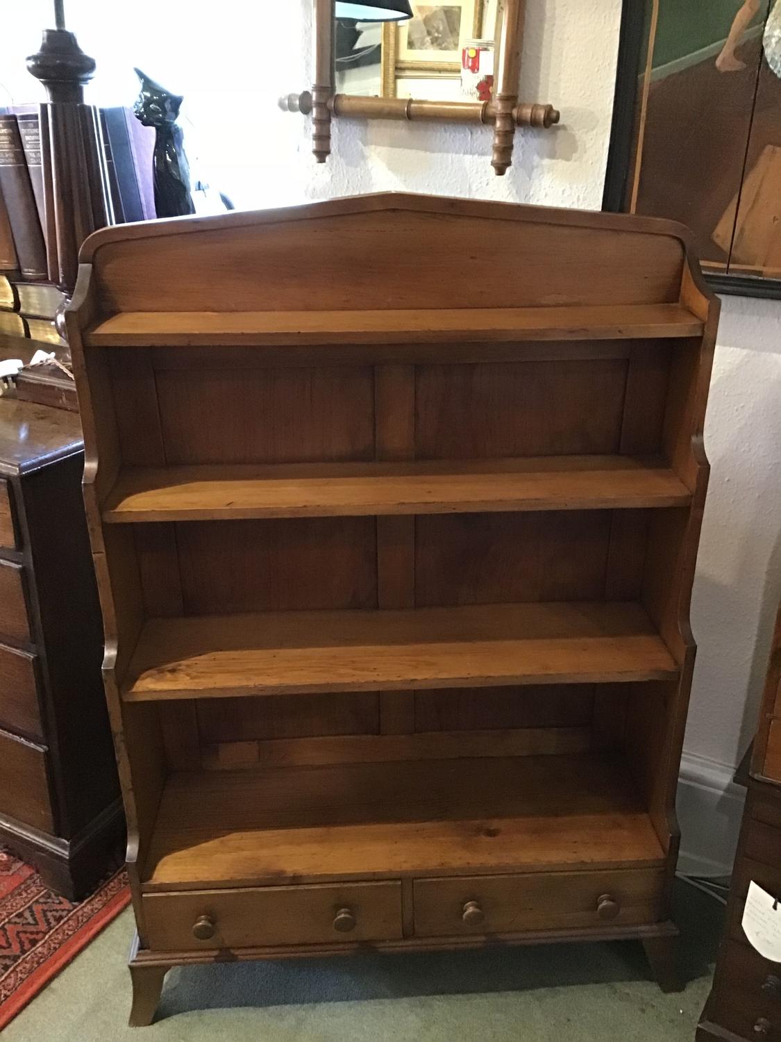 Early Victorian fruitwood waterfall bookcase