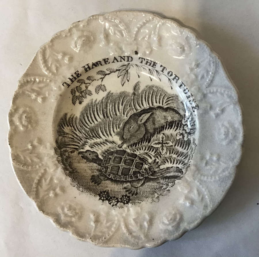 Victorian child’s nursery plate - The Hare and The Tortoise