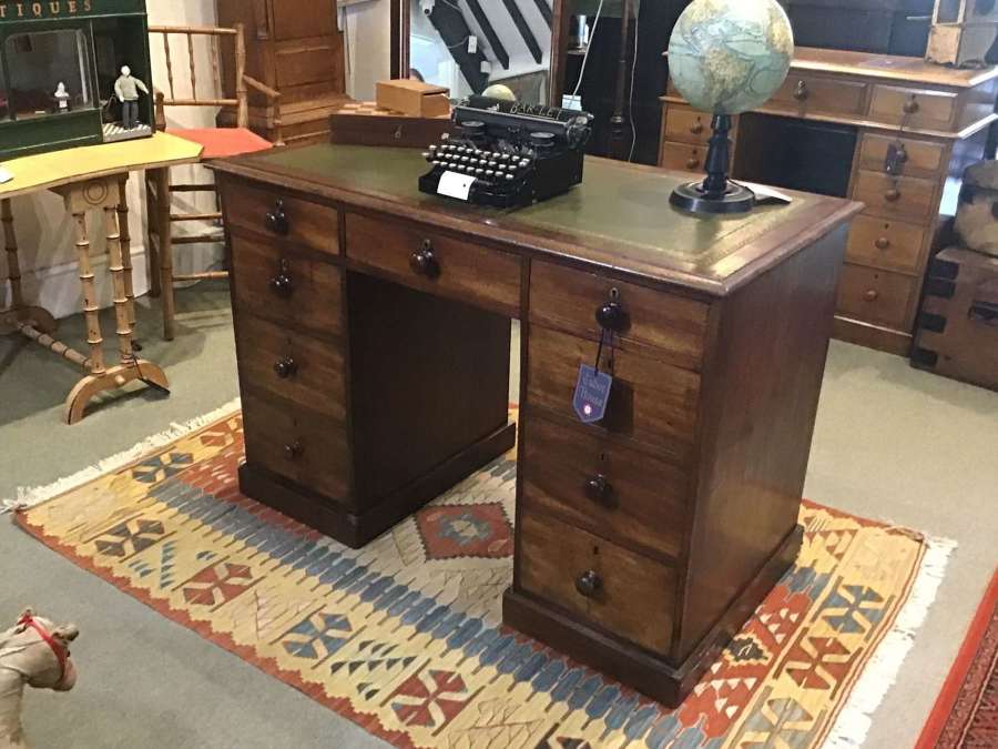 Victorian mahogany partners desk of small proportions